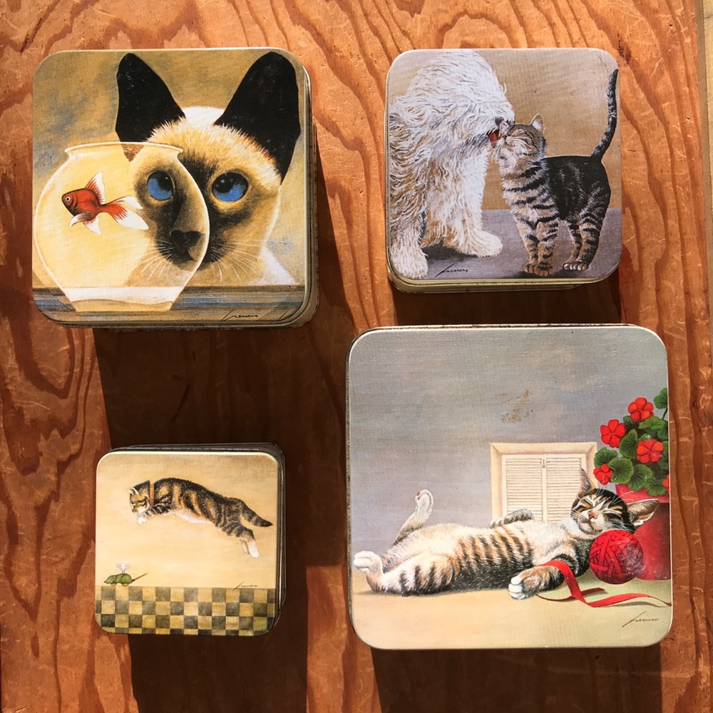 Rare Set: Lowell Herrero for Vandor Cat Tin Boxes